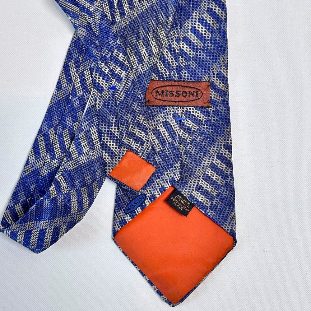 MISSONI Vintage Missoni Geometric Men's Neck Tie Silk & Wool 56"
